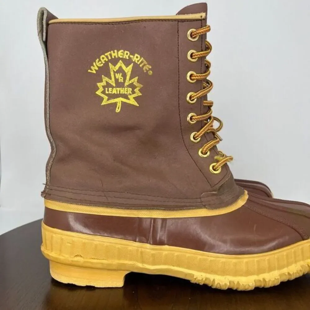 Weather-Rite Steel Shank Men's Boot 8 Brown Yellow Casual Lace-Up Ankle No Lined